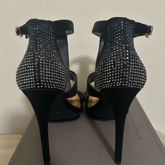 BCBGMaxAzria Lilie black satin crystal stilettos - Picture 10 of 10